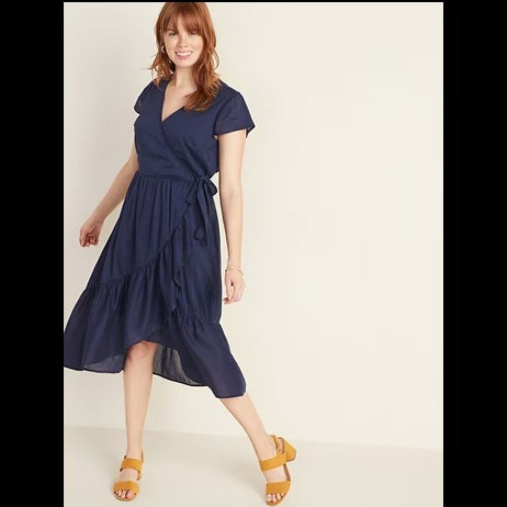 Old Navy Navy Faux Wrap Midi Dress  Sz XXL